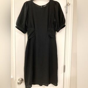Express Size M Cinched Waist Puff Sleeve Sheath Dress Medium Formal Black